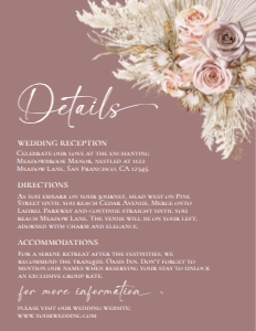 D012 Detail Card Vertical 4.25x5.5: D012 Wedding Suite