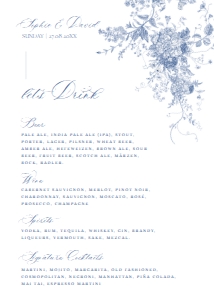 D015 Bar Menu Sign 5x7: D015 Wedding Signage Bundle