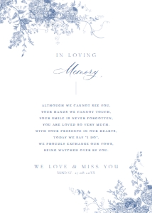 D015 In Loving Memory Sign 5x7: D015 Wedding Signage Bundle