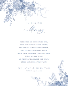 D015 In Loving Memory Sign 8x10: D015 Wedding Signage Bundle