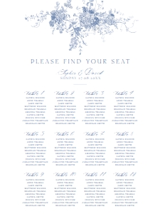 D015 Seating Chart Vertical 18x24: D015 Seating Chart Sign