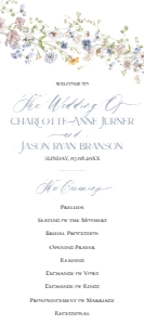 D006 Wedding Program 4x9: D006 Wedding Program