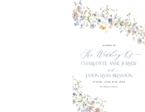 D006 Wedding Program Folded 5.5x8.5: D006 Wedding Program