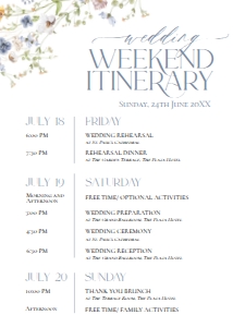 D006 Wedding Itinerary: D006 Wedding Itinerary