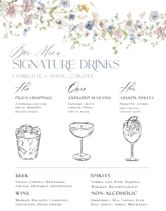 D006 Signature Drink Sign 11x14: D006 Signature Drink Sign