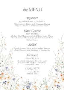 D007 Menu 5x7: D007 Menu