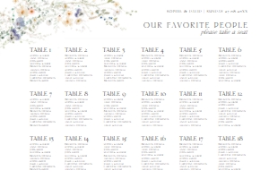 D007 Seating Chart Horizontal 36x24: D007 Seating Chart Sign