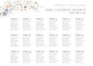 D007 Seating Chart Horizontal A2: D007 Seating Chart Sign