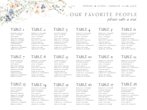 D007 Seating Chart Horizontal 24x18: D007 Seating Chart Sign