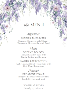 D014 Menu 5x7 A: D014 Menu
