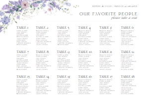 D014 Seating Chart Horizontal 36x24: D014 Wedding Bundle