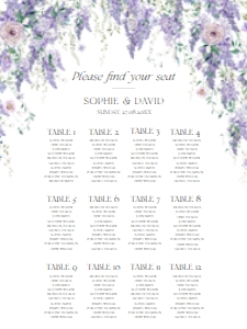 D014 Seating Chart Vertical 18x24: D014 Wedding Bundle