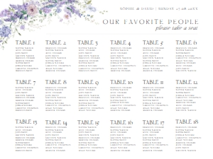 D014 Seating Chart Horizontal 24x18: D014 Wedding Bundle