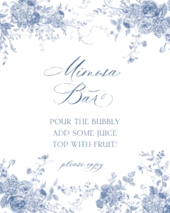 B037 Mimosa Bar Sign 8x10: B037 Bridal Shower Bundle