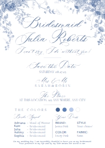 B037 Bridesmaid Info Card: B037 Bridesmaid Info Card