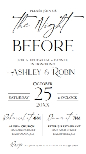 F003 Rehearsal Dinner Evite - W: F003 Rehearsal Dinner