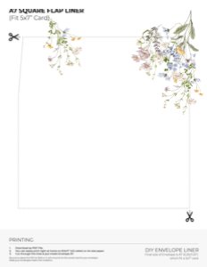 D002 Envelope Liner A7 Square Flap: Boho Wildflower Wedding Invitation BUNDLE