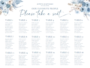 D018 Seating Chart Horizontal 24x18: D018 Signage Bundles