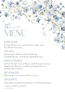 B051 Menu 5x7: B051 Bridal Shower Bundle