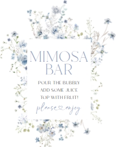 B051 Mimosa Bar Sign 8x10: B051 Bridal Shower Bundle