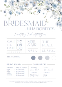 B051 Bridesmaid Info Card: B051 Bridal Shower Bundle