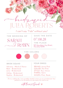 B052 Bridesmaid Info Card 5x7in: B052 Bridal Shower Bundle