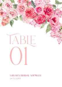 B052 Table Number 5x7: B052 Bridal Shower Bundle