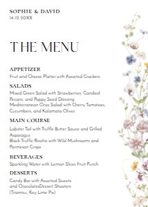 E026 Menu 5x7: E026 Menu