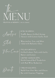 E027 Menu 5x7 A: E027 Menu