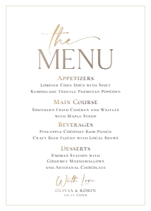 E016 Menu 5x7 B: E016 Menu