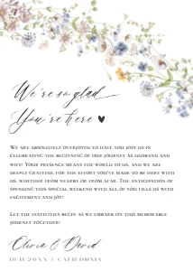E031 Wedding Itinerary 5x7 B: E031 Wedding Itinerary