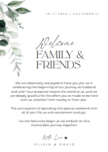 E034 Wedding Itinerary 5x7 B: E034 Wedding Itinerary