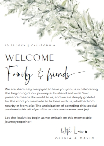 E038 Wedding Itinerary 5x7 B: E038 Wedding Itinerary