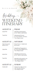 E039 Wedding Itinerary 4x9 A: E039 Wedding Itinerary
