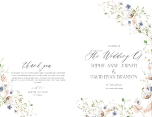 D023 Wedding Program Folded 5.5x8.5: D023 Wedding Program