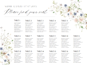 D023 Seating Chart Horizontal 24x18: D023 Wedding Signage Bundle