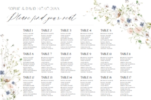 D023 Seating Chart Horizontal 36x24: D023 Wedding Signage Bundle