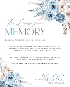 D010 In Loving Memory Sign 8x10: D010 Wedding Signage Bundles