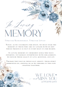 D010 In Loving Memory Sign 5x7: D010 Wedding Signage Bundles