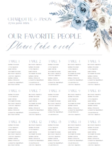 D010 Seating Chart Vertical 18x24: D010 Wedding Signage Bundles