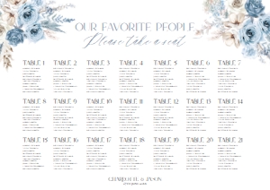 D010 Seating Chart Horizontal A1: D010 Wedding Signage Bundles