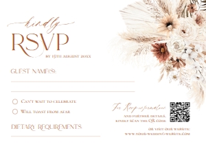 D011 RSVP 5x3.5: Bohemian Pampas Wedding Template BUNDLE