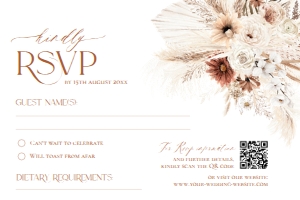 D011 RSVP 6x4: Bohemian Pampas Wedding Template BUNDLE