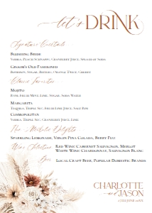 D011 Bar Menu Sign 5x7: D011 Wedding Signage Bundles