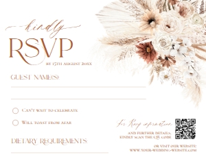 D011 RSVP 5.5x4.25: Bohemian Pampas Wedding Template BUNDLE