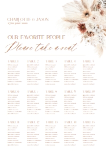 D011 Seating Chart Vertical A1: D011 Wedding Signage Bundles