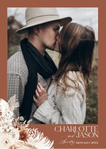 D011 Wedding Invite Back: Bohemian Pampas Wedding Template BUNDLE