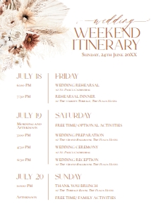 D011 Wedding Itinerary: D011 Wedding Itinerary