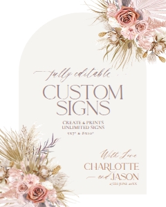 D016 Custom Sign 8x10: D016 Wedding Signage Bundles