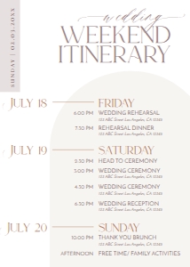 D016 Wedding Itinerary design preview